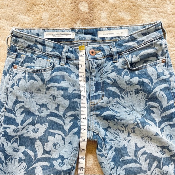 Pilcro And The Letterpress Slim Boyfriend Boho Floral Print Blue Jeans Size 25 - Picture 4 of 13